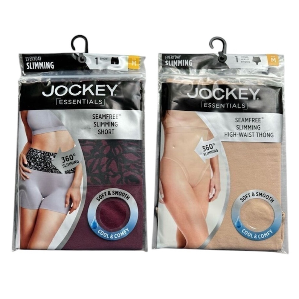 JOCKEY ESSENTIALS NWT women’s maroon and nude  seam free slimming shorts and hig